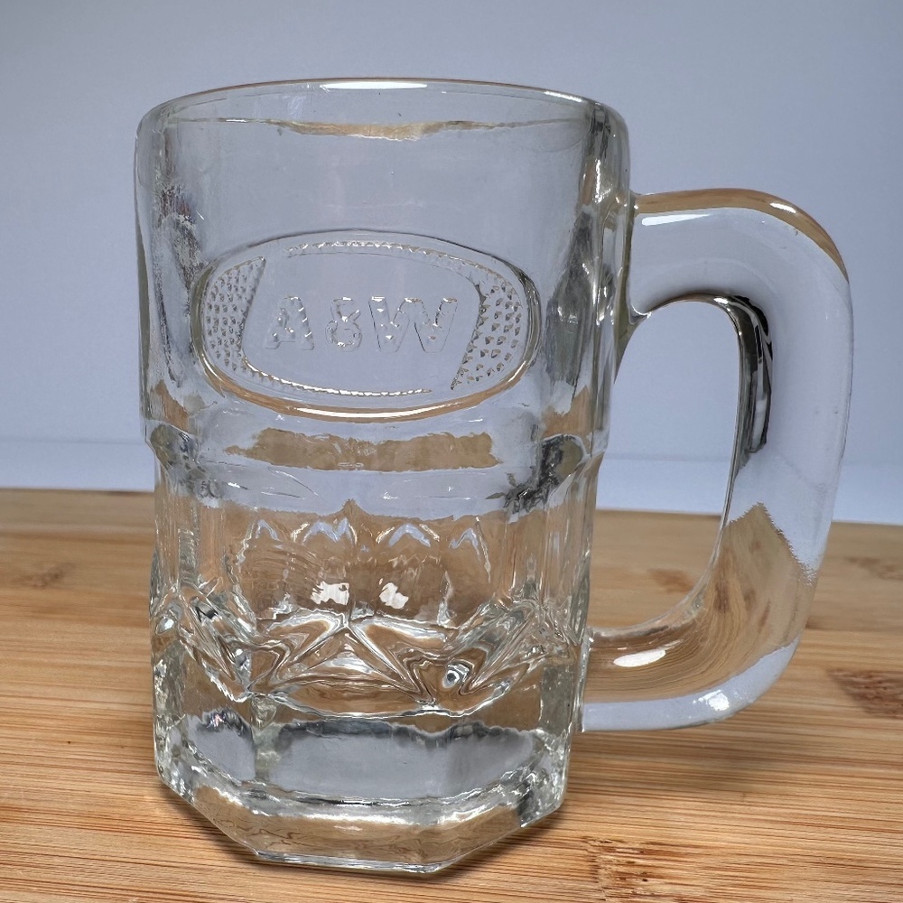 Vintage A&W Root Beer Mini Mug – 3” Embossed Glass